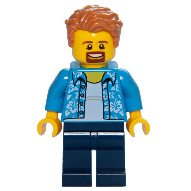 Lego Dark Azure Torso, Dark Blue Legs, Medium Nougat Hair