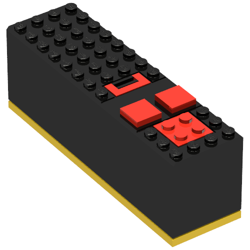 Lego Battery Box, 9V 4 x 14 x 4 with Yellow Base [Complete Assembly] / Black
