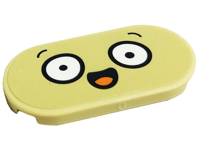 Lego Tile, Round 2 x 4 Oval with Eyes and Open Mouth with Tongue Pattern (Sticker) - Set 41701
