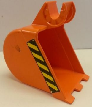 Lego Duplo, Toolo Digger Bucket with 3 Teeth with Black and Yellow Danger Stripes Pattern on Both Sides (Stickers) - Set 3590