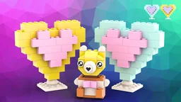 11028 Teddy bear and 2 hearts