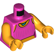 Lego Torso Vest, Bright Light Orange Body, Necklace print, Bright Light Orange Arms and Hands / Dark Pink