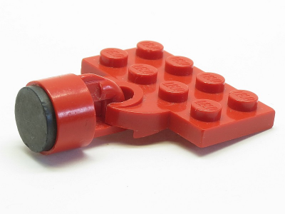 Lego Plate, Modified 2 x 4 with Train Coupler Open for Magnet with (Same Color) Magnet Coupling, Train - 6.5mm Cylinder (737a / x547b)