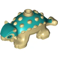 Animal, Dinosaur, Ankylosaurus, Baby with Tan Spikes and Legs, Dark Turquoise Eyes Print / Dark Turquoise