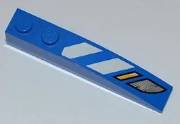 Slope, Curved 6 x 1 with 2 Studs with Blue and White Danger Stripes and Headlights Pattern Model Right (Sticker) - Sets 7970
