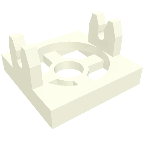 Lego Magnet Holder Tile 2 x 2 - Tall Arms with Deep Notch / White