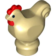 Animal, Chicken with Black Eyes and Red Comb Print / Tan