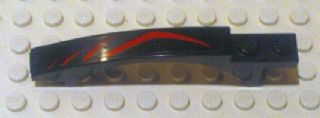 Lego Slope, Curved 8 x 1 x 1 2/3 with Arch and 2 Recessed Studs with Red Lines Pattern Model Right (Sticker) - Set 8669