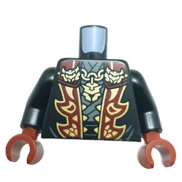Torso, Robe, Dark Red Gold Lapel, Dark Bluish Grey Shirt, Gold Pendant, Gold Dragon on Back Print, Black Arms, Dark Red Hands / Black
