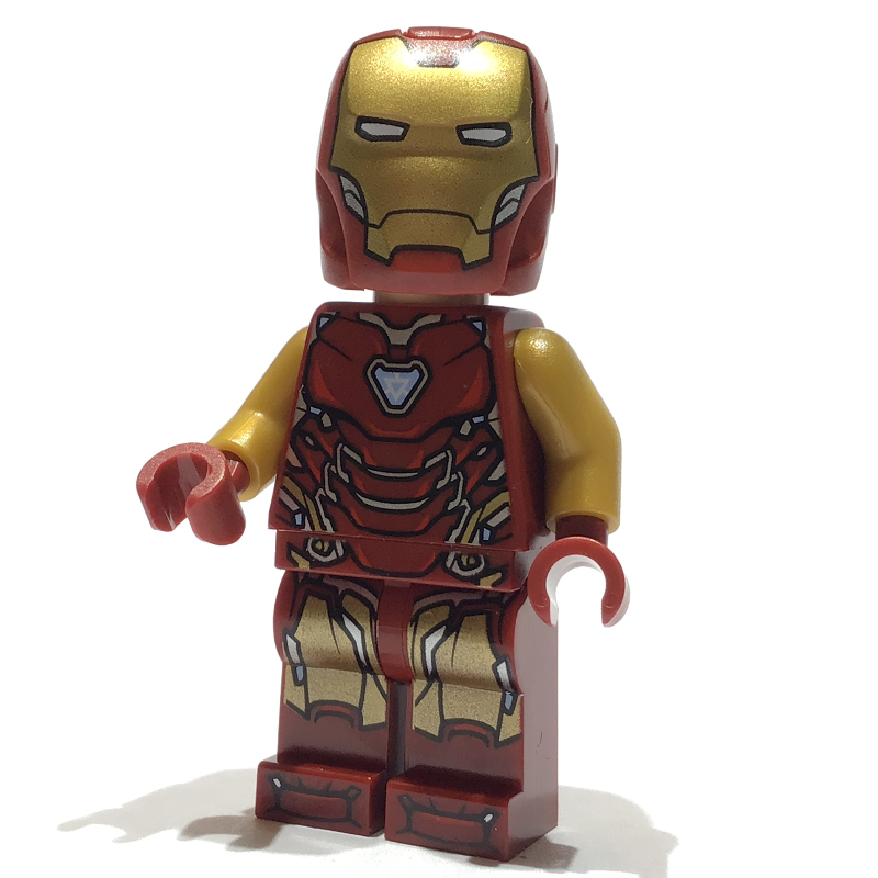 Lego Iron Man Mark 85 Armor, Pearl Gold Arms, Angular Helmet