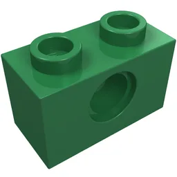 Technic Brick 1 x 2 [1 Pin Hole] / Green