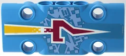Technic, Panel Plate 3 x 7 x 1 with Magenta and Yellow Stylized Number 7 on Bright Light Blue 'XTREME' Pattern (Sticker) - Set 42124