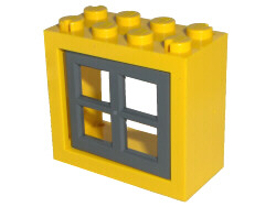 Lego Window 2 x 4 x 3 - Solid Studs with Dark Bluish Gray Pane (4132 / 4133)