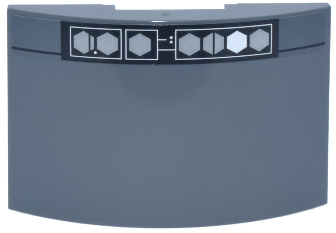 Lego Slope, Curved 6 x 4 Double with Black Elevator Indicator Panel, Silver Hexagons, White Hexagon on Right Pattern (Sticker) - Set 75419