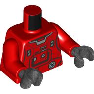 Lego Torso Space Suit, Black and Silver Markings, 'PHM' print, Red Arms, Black Hands / Red