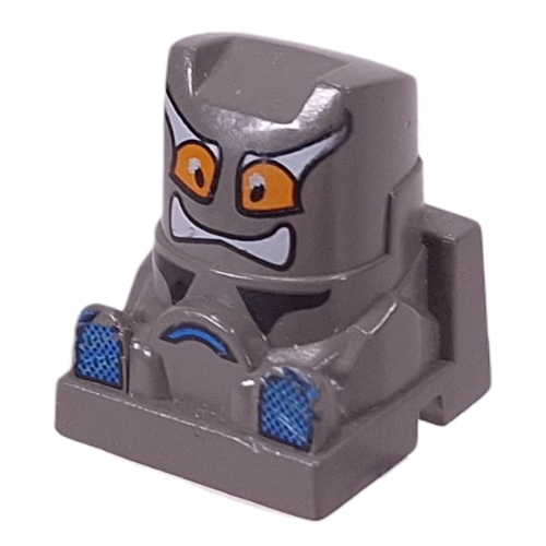 Lego Racer Driver Head, Brick Special 2 x 2 Square, Orange Eyes, White Teeth, Turquoise Feet (Surfer) / Dark Gray