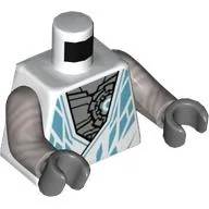 Torso Robe, Medium Azure Decorations, Flat Silver Chest Print, Flat Silver Arms, Dark Bluish Gray Hands / White