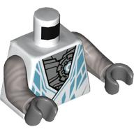 Lego Torso Robe, Medium Azure Decorations, Flat Silver Chest Print, Flat Silver Arms, Dark Bluish Gray Hands / White