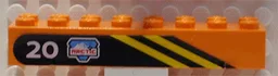 Brick 2 x 8 with Diagonal Yellow Stripes, White '20' and Arctic Logo on Black Background Pattern Model Right Side (Sticker) - Set 6520