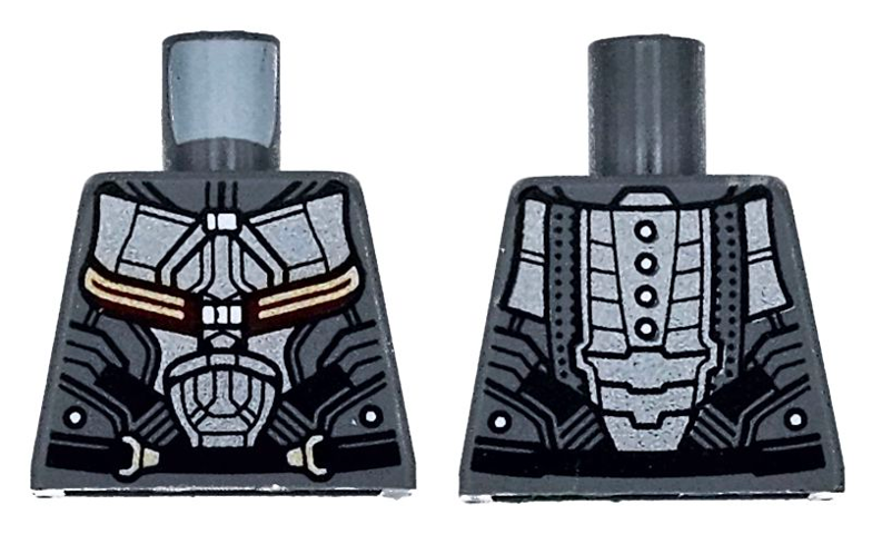 Lego Torso Armor with Dark Silver and Black Panels and Belt and Dark Red and Gold Straps Pattern