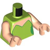Lego Torso, Dress, Green Shade print, Light Nougat Arms and Hands / Lime
