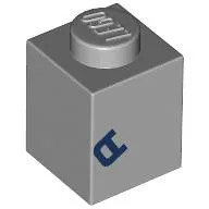 Brick 1 x 1 with Dark Blue 'A' Print / Light Bluish Gray