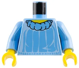 Torso Blouse with Puffy Collar and White Creases, Yellow Neck Pattern / Medium Blue Arms / Yellow Hands