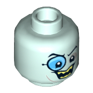 Lego Minifig Head Penguin, Monocle, Eyebrows, Gray around Eyes, Open Smile with Sharp Teeth Print / Light Aqua