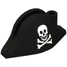 Hat Pirate Bicorne with Skull and Crossbones Print / Black