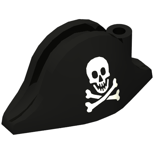 Lego Hat Pirate Bicorne with Skull and Crossbones Print / Black