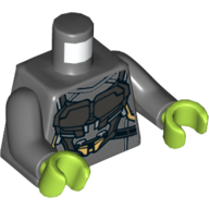 Lego Torso Armor, Black Chest Plate Print (Gamora), Dark Bluish Gray Arms, Lime Hands / Dark Bluish Gray