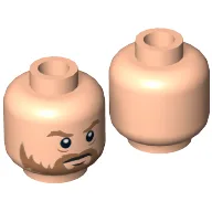 Minifig Head Rebel Trooper, Beard and Scowl Print [Hollow Stud] / Light Nougat