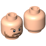 Lego Minifig Head Rebel Trooper, Beard and Scowl Print [Hollow Stud] / Light Nougat