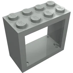 Window 2 x 4 x 3 Frame with Solid Studs / Light Gray
