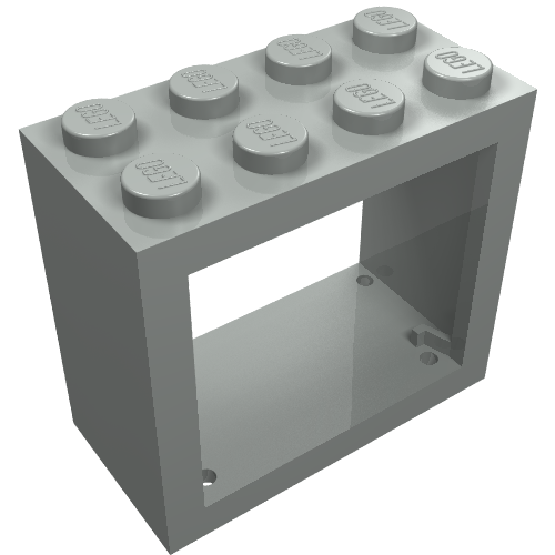 Lego Window 2 x 4 x 3 Frame with Solid Studs / Light Gray