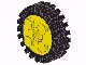 Wheel FreeStyle with Technic Pin Hole with Black Tire 24mm D. x 8mm Offset Tread - Interior Ridges (6248 / 3483) / Yellow