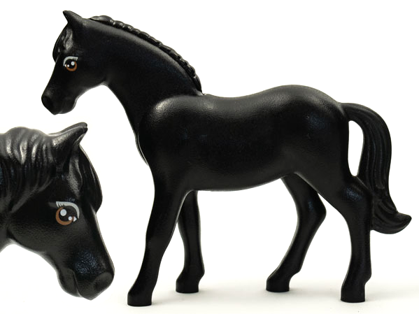 Lego Belville, Animal, Horse, with Light Gray Top and Dark Orange Bottom Eyelids, Large Glints Print