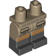 Lego Hips with Dark Tan Legs and Black Boots Pattern with 2 Cargo Pockets, Silver and Orange Stripes Print / Dark Tan