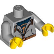Lego Torso Sweatshirt with Orange Zipper and Dark Blue T-Shirt Print, Light Bluish Gray Arms, Yellow Hands