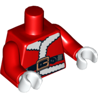 Lego Torso Santa Jacket with Fur and Black Belt Print, Red Arms, White Hands / Red