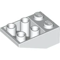 Brick Sloped Inverted 33° 3 x 2, No Connections between Studs, Ovoid Bottom Pin / White