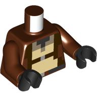 Lego Torso Jacket, Pixelated Tan and Dark Tan Shirt print, Reddish Brown Arms, Black Hands / Reddish Brown