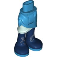 Lego Minidoll Hips and Wrap Skirt with Medium Blue with Light Aqua Layer, Dark Blue Boots with Silver Striping Print / Dark Azure