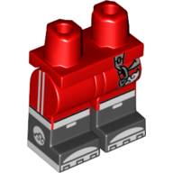 Lego Hips with Red Legs and Black Boots Pattern with Key Chain, White Toes, White Trim print