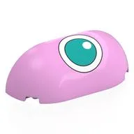 Brick Round, Curved 2 x 4 x 2, Half, No Studs, Dark Turquoise Jigglypuff Left Eye Print / Bright Pink