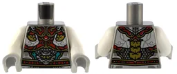 Torso Armor with Red and Gold Plates, White Clouds, and Silver Dragon Head Pattern / White Arms / Light Bluish Gray Hands