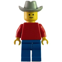 Man - Red Torso, Blue Legs, Light grey Cowboy Head