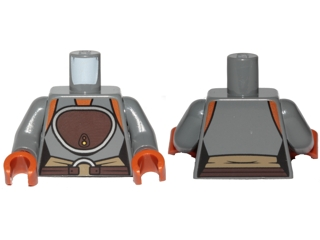 Lego Torso SW Ahsoka Vest Top with Dark Brown Pattern / Dark Bluish Gray Arms / Dark Orange Hands