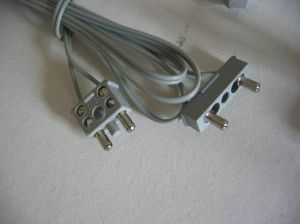 Lego Electric, Wire 12V / 4.5V with male Squared Wide Short Connector and Male Squared Narrow Long Connector, 96 Studs Long