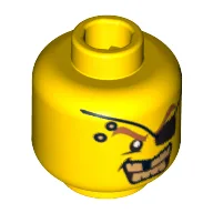 Minifig Head Gold Tooth, Eyepatch, Gold Teeth, Missing Tooth Print [Blocked Open Stud] / Yellow
